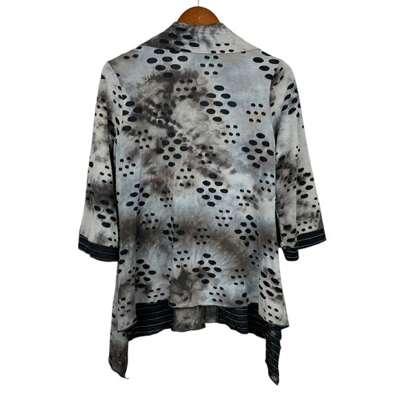 Feratelli Jacket Grey Black Button Front Top 3/4 Sleeve Women's S Artsy Boho - Picture 7 of 11